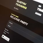 Gustavtraining.com shared timer landing page showing "RELEASE PARTY" with its interval list, round count, and an App Store download button.